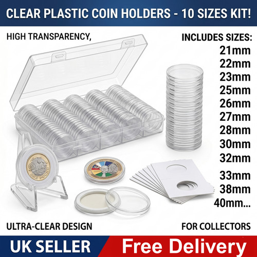 Clear plastic coin - clear, holders